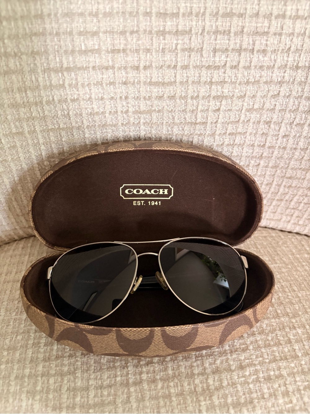 Y2K Coach Aviator Sunglasses in Brown Case